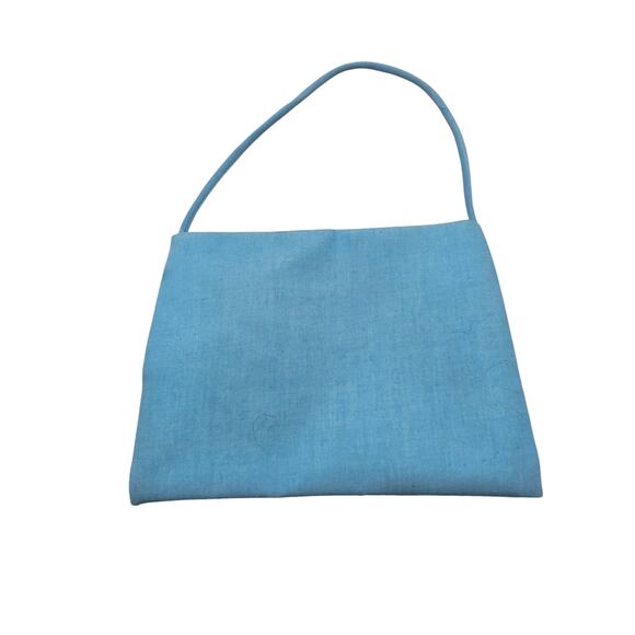 Vintage 1990s Laundry by Shelli Segal Small Purse Bag Blue White Daisy Flower - Picture 3 of 5